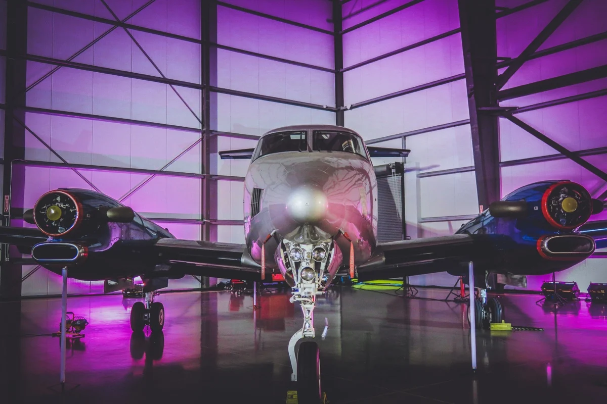 hangar with plane